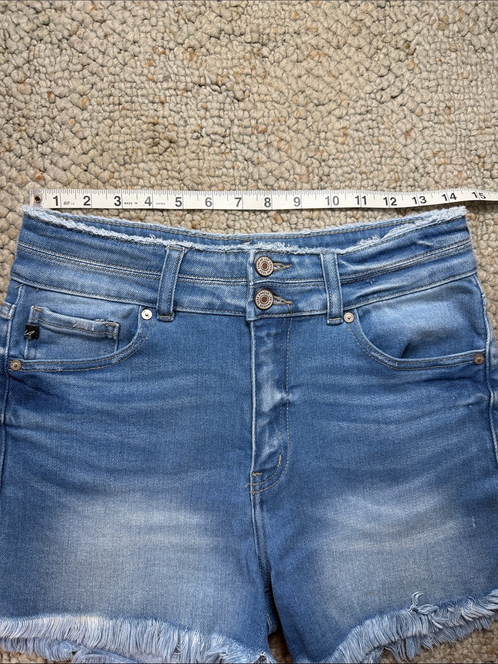 KanCan Light Blue Distressed Frayed Hem Jean Shorts - Picture 6 of 8